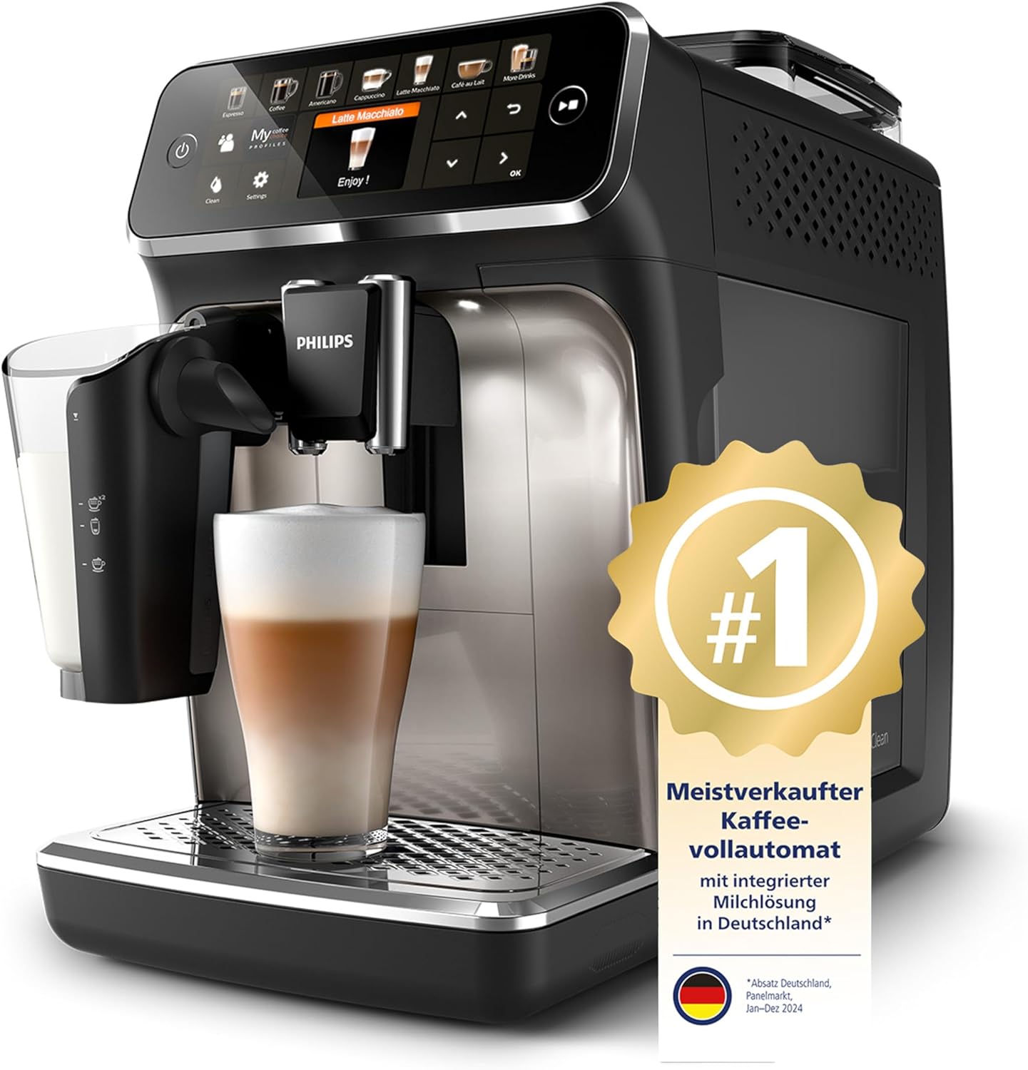 PHILlPS EP5547/90 Serie 5500 LatteGo 19 Kaffeespezialitäten Kaffeevollautomat Schwarz verchromt
